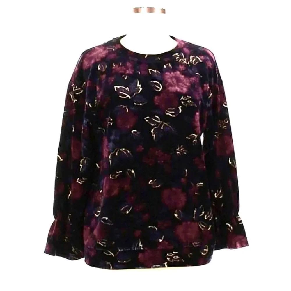 Ruff Hewn Velour Floral Top